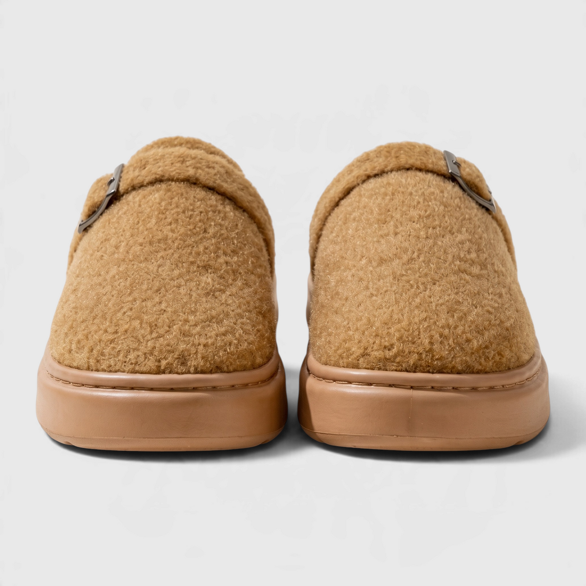 Mules Sabots d'Intérieur Compensées à Boucle en Feutrine Fourrée – Confort, Chaleur & Style Maison Femme