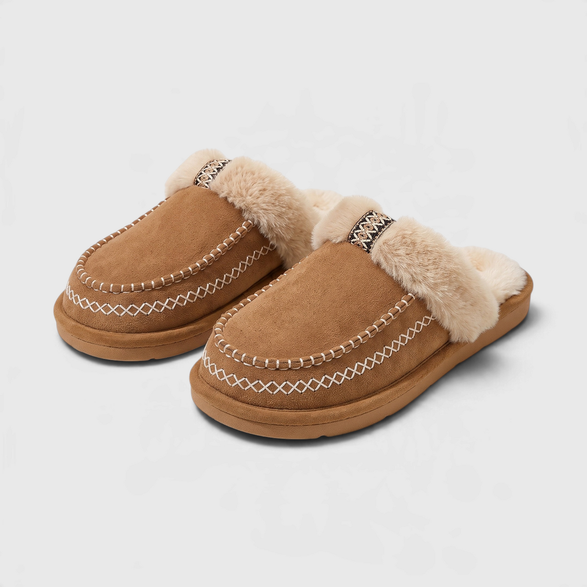 Mules Sabots d'Intérieur Style Mocassin Fourrées à Surpiqûres – Chaleur, Cocooning & Semelle Extérieure Mixte
