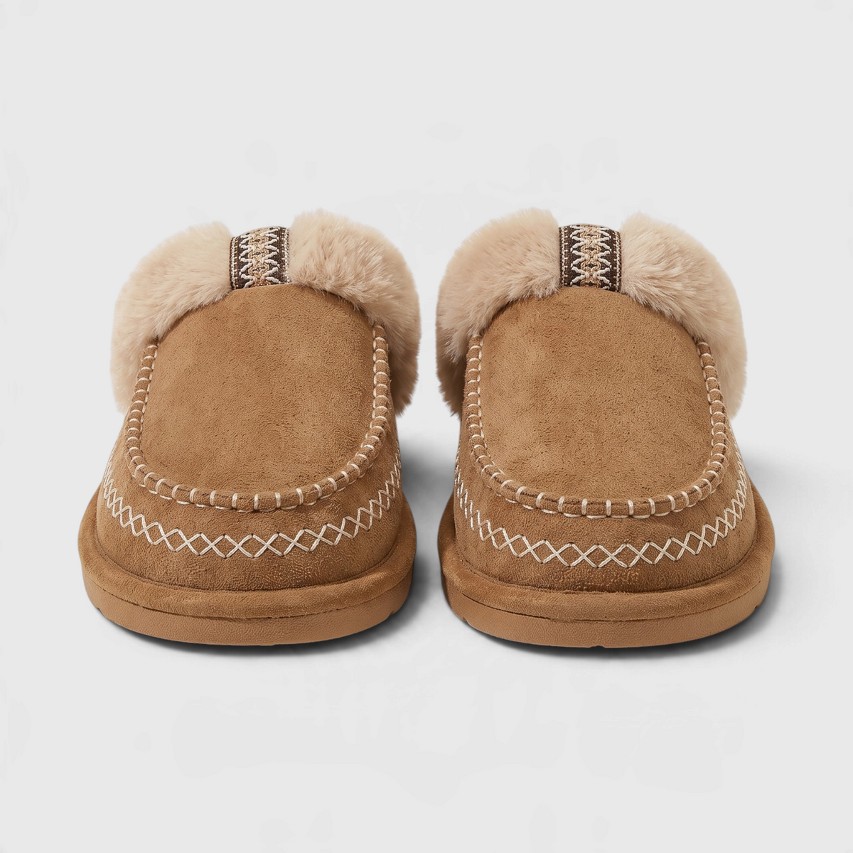 Mules Sabots d'Intérieur Style Mocassin Fourrées à Surpiqûres – Chaleur, Cocooning & Semelle Extérieure Mixte