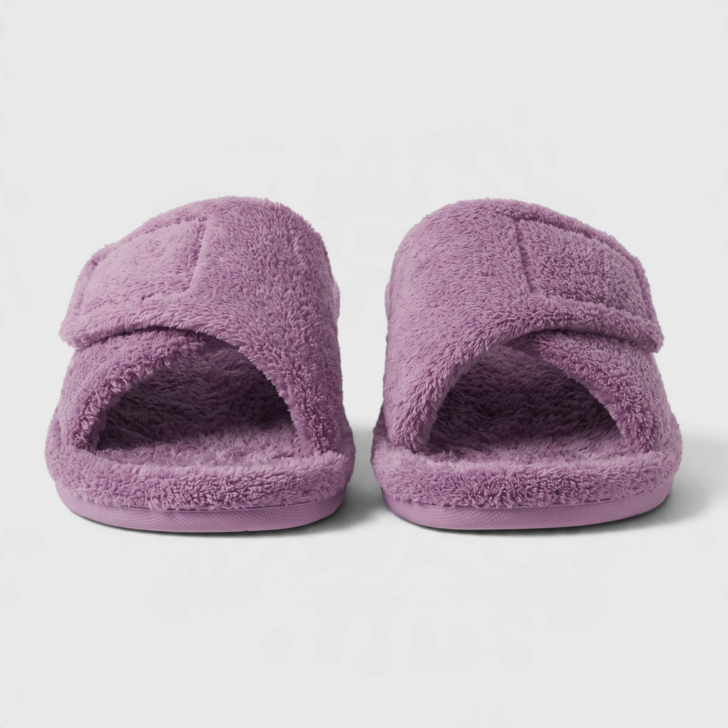 Mules d'Intérieur Pelucheuses avec Soutien Plantaire Orthopédique & Scratch Réglable – Confort Maison Femme