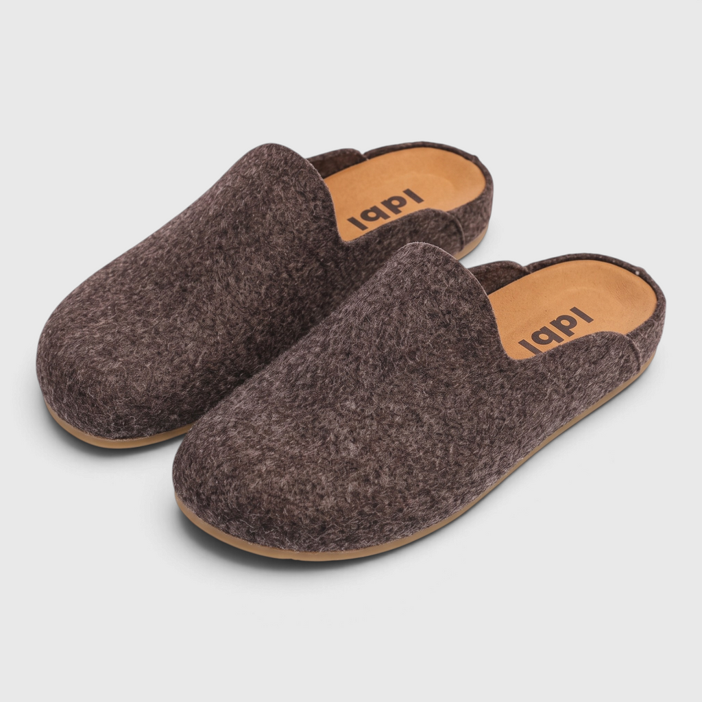 Mules femme en feutre de laine d'hiver – Chaussons d'intérieur chauds, doux et confortables à semelle souple