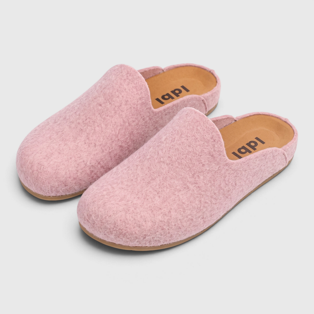 Mules femme en feutre de laine d'hiver – Chaussons d'intérieur chauds, doux et confortables à semelle souple