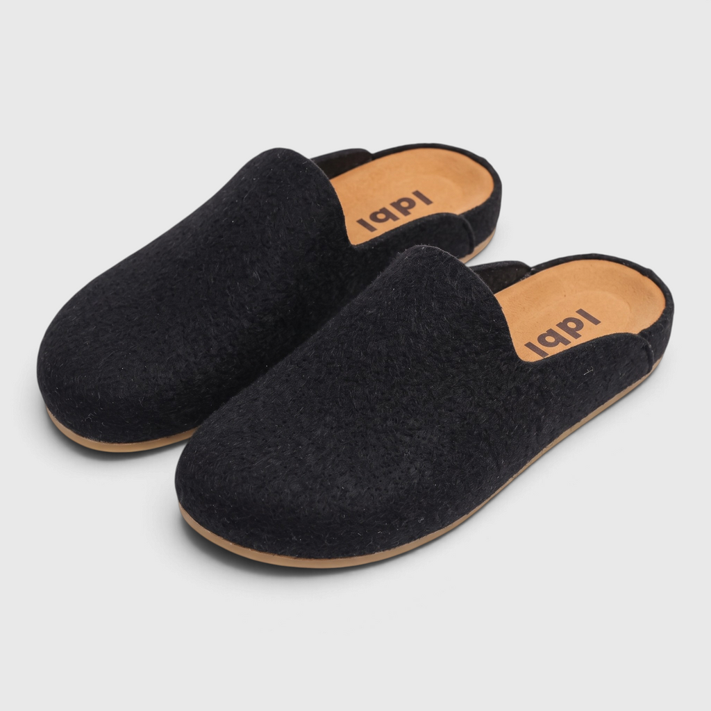 Mules femme en feutre de laine d'hiver – Chaussons d'intérieur chauds, doux et confortables à semelle souple