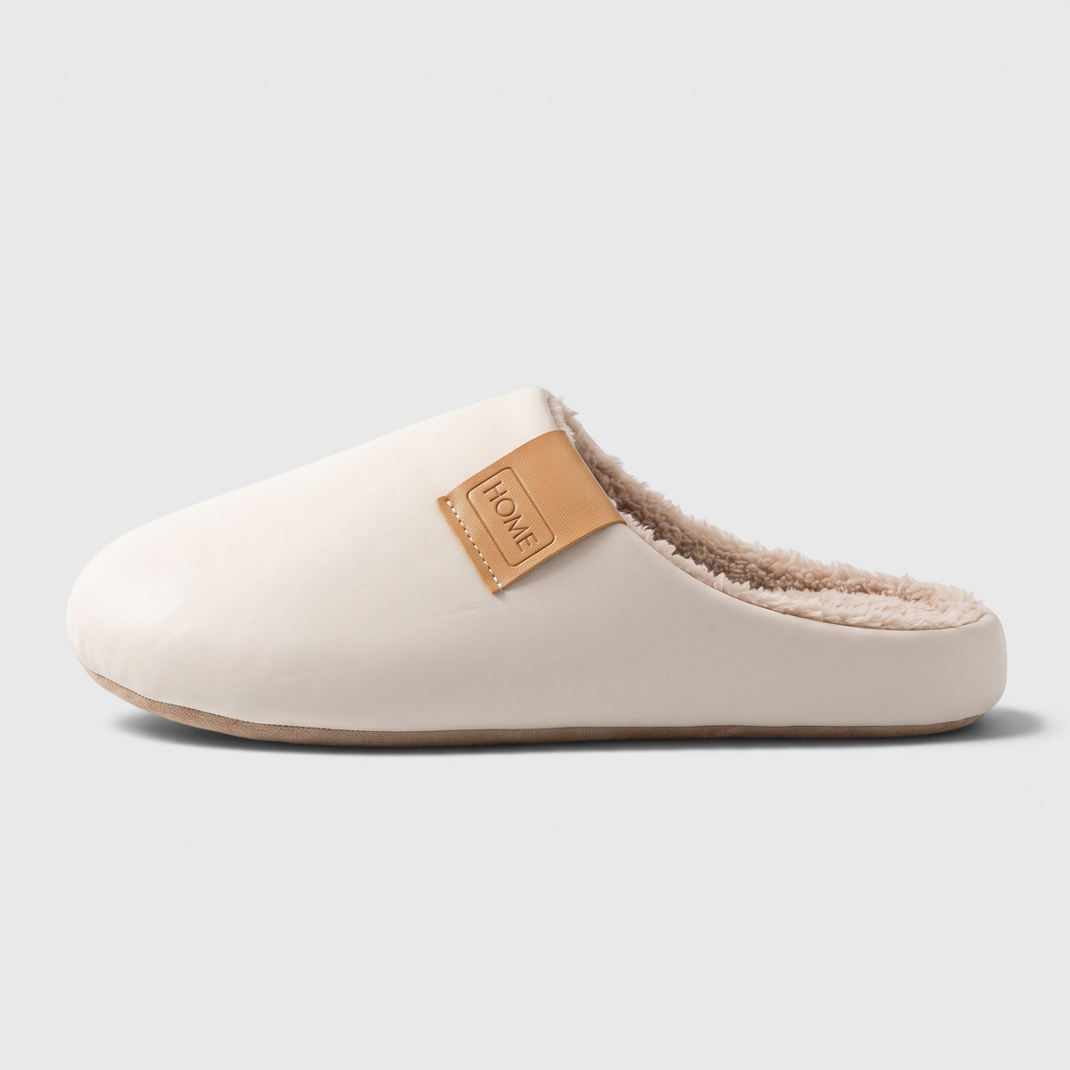 Mules femme et homme silencieuses en cuir imperméable doublées polaire – Pantoufles d'intérieur chaudes, légères et anti-bruit à semelle épaisse