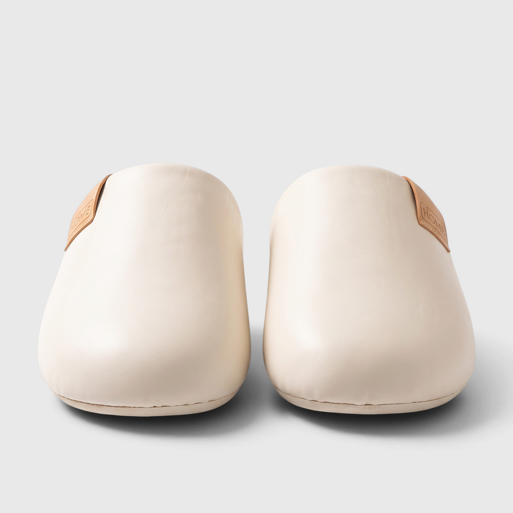 Mules femme et homme silencieuses en cuir imperméable doublées polaire – Pantoufles d'intérieur chaudes, légères et anti-bruit à semelle épaisse