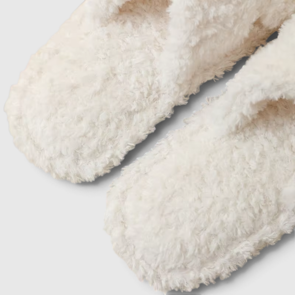Chaussons Croisés Fourrés Femme – Pantoufles Chaudes à Bout Ouvert, Semelle Souple Antidérapante
