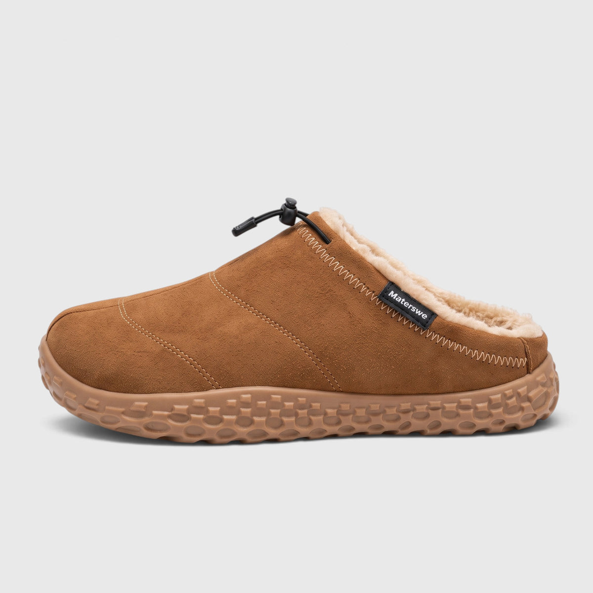 Sabots femme d'hiver pieds larges doublés polaire – Mules chaudes et confortables à lacet élastique et semelle alvéolée