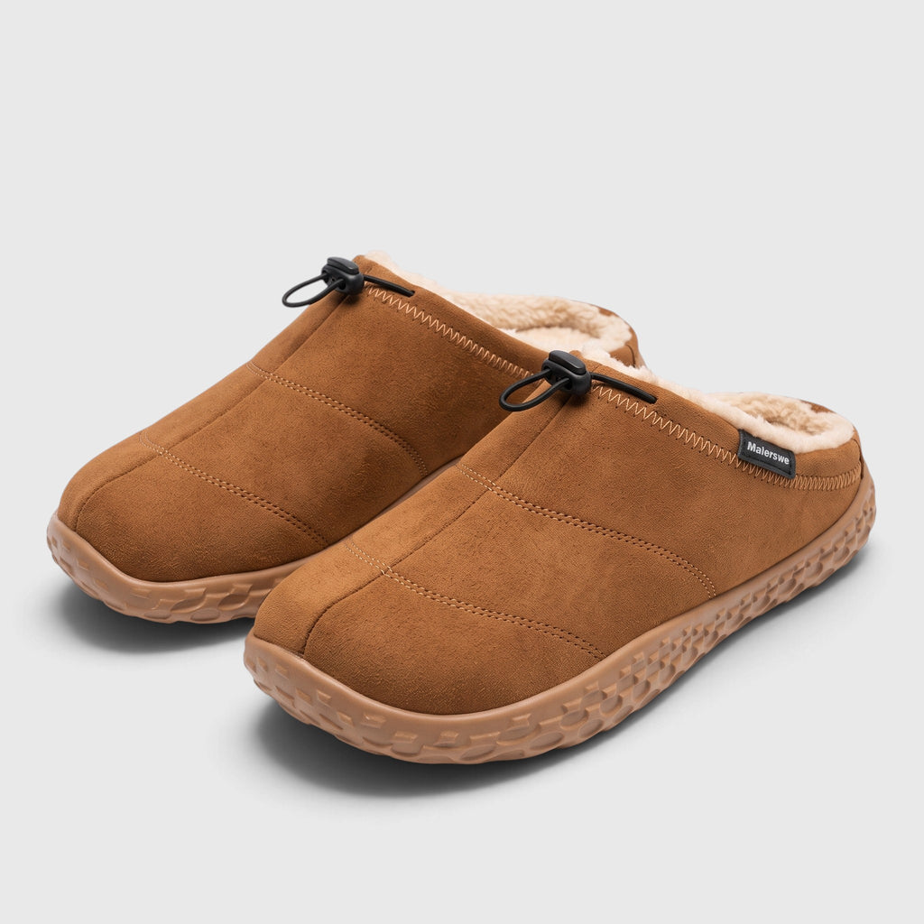 Sabots femme d'hiver pieds larges doublés polaire – Mules chaudes et confortables à lacet élastique et semelle alvéolée