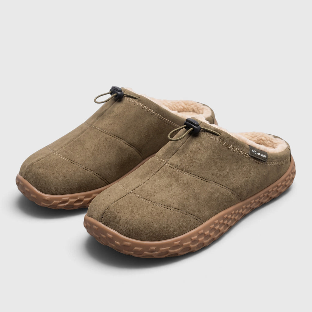 Sabots femme d'hiver pieds larges doublés polaire – Mules chaudes et confortables à lacet élastique et semelle alvéolée