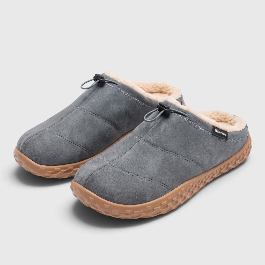 Sabots femme d'hiver pieds larges doublés polaire – Mules chaudes et confortables à lacet élastique et semelle alvéolée