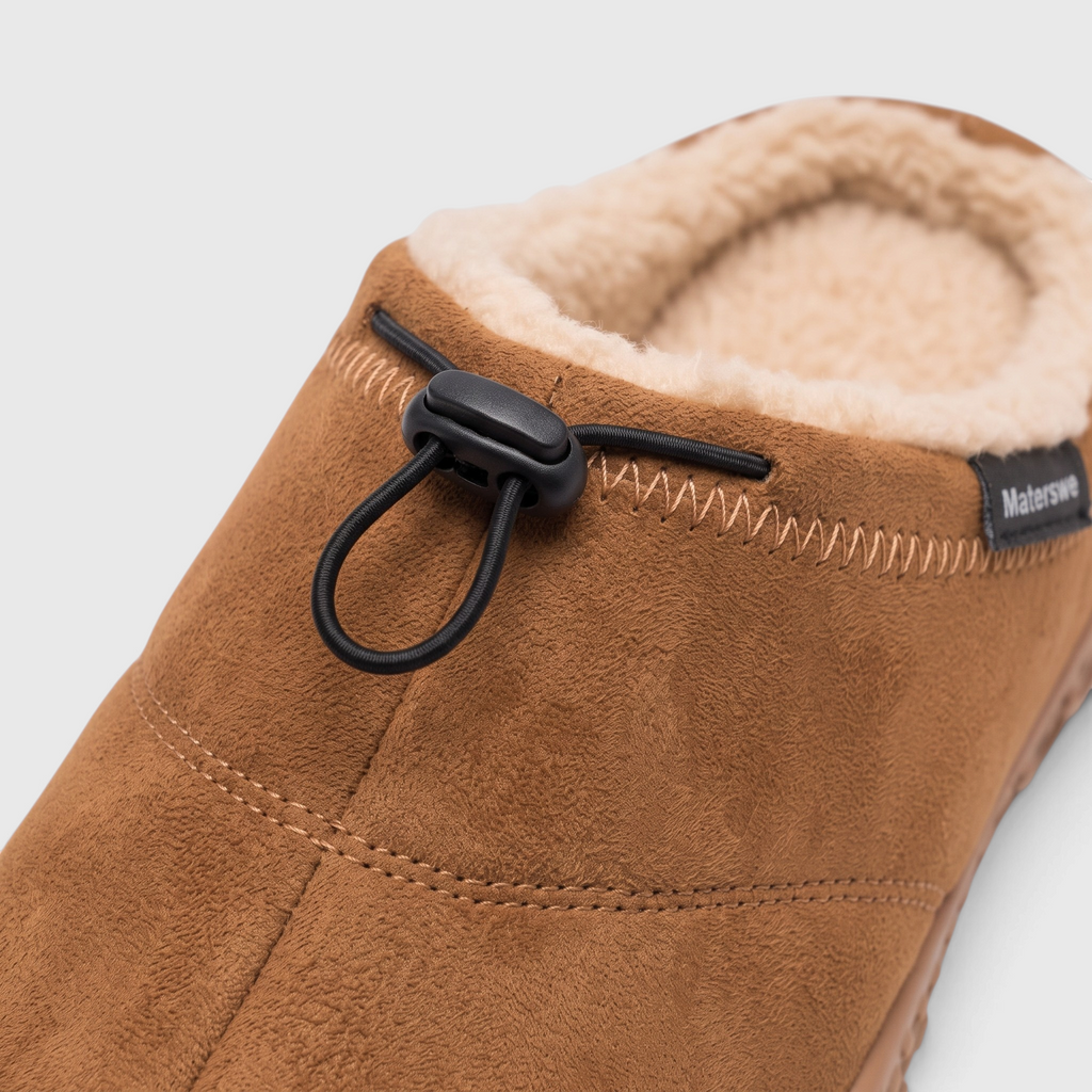 Sabots femme d'hiver pieds larges doublés polaire – Mules chaudes et confortables à lacet élastique et semelle alvéolée