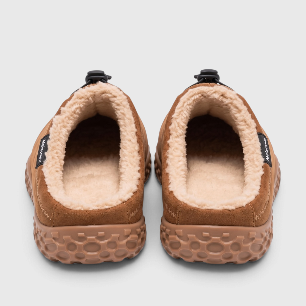Sabots femme d'hiver pieds larges doublés polaire – Mules chaudes et confortables à lacet élastique et semelle alvéolée