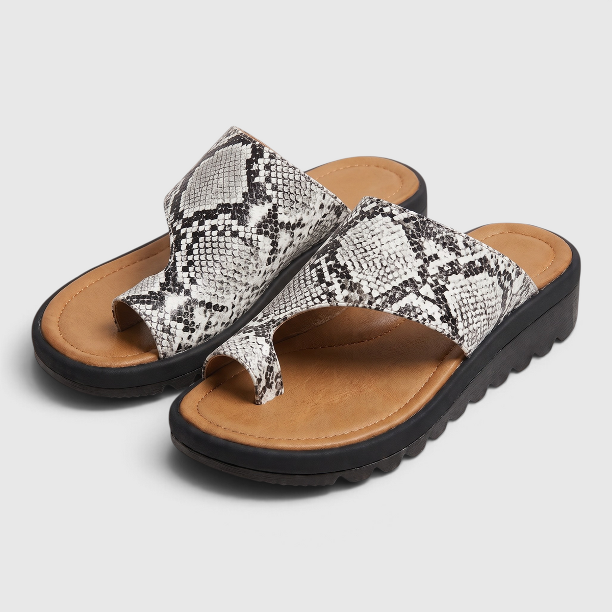 Sandales Mules Confort à Anneau d'Orteil pour Femme — Soutien Pieds Sensibles & Semelle Compensée