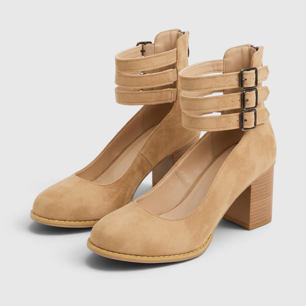 Chaussures à Talon Carré Stable et Brides Bouclées — Allure Féminine, Enfilage Zip & Zéro Fatigue