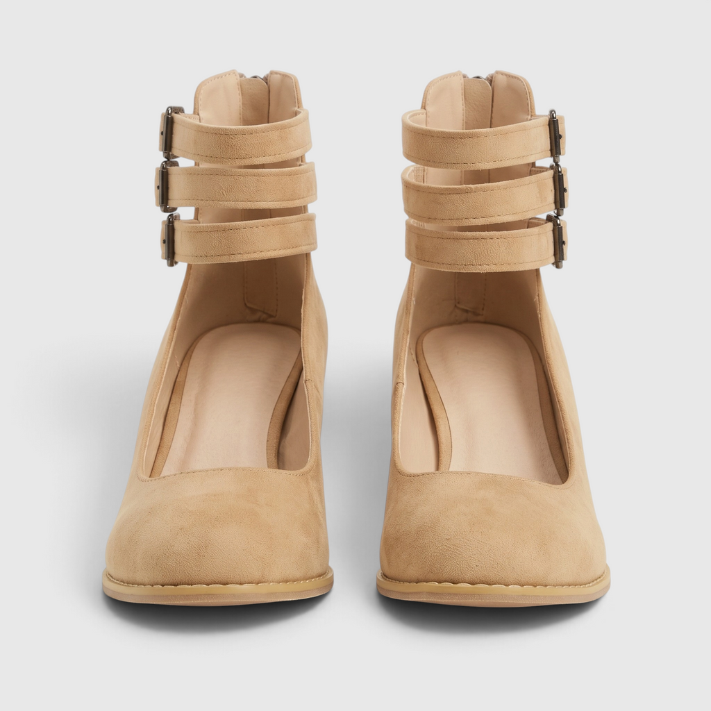 Chaussures à Talon Carré Stable et Brides Bouclées — Allure Féminine, Enfilage Zip & Zéro Fatigue