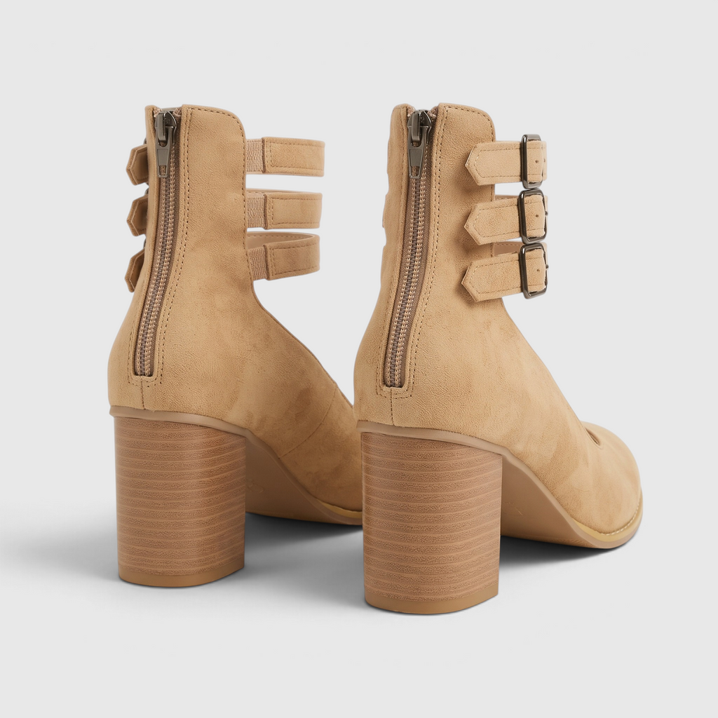 Chaussures à Talon Carré Stable et Brides Bouclées — Allure Féminine, Enfilage Zip & Zéro Fatigue