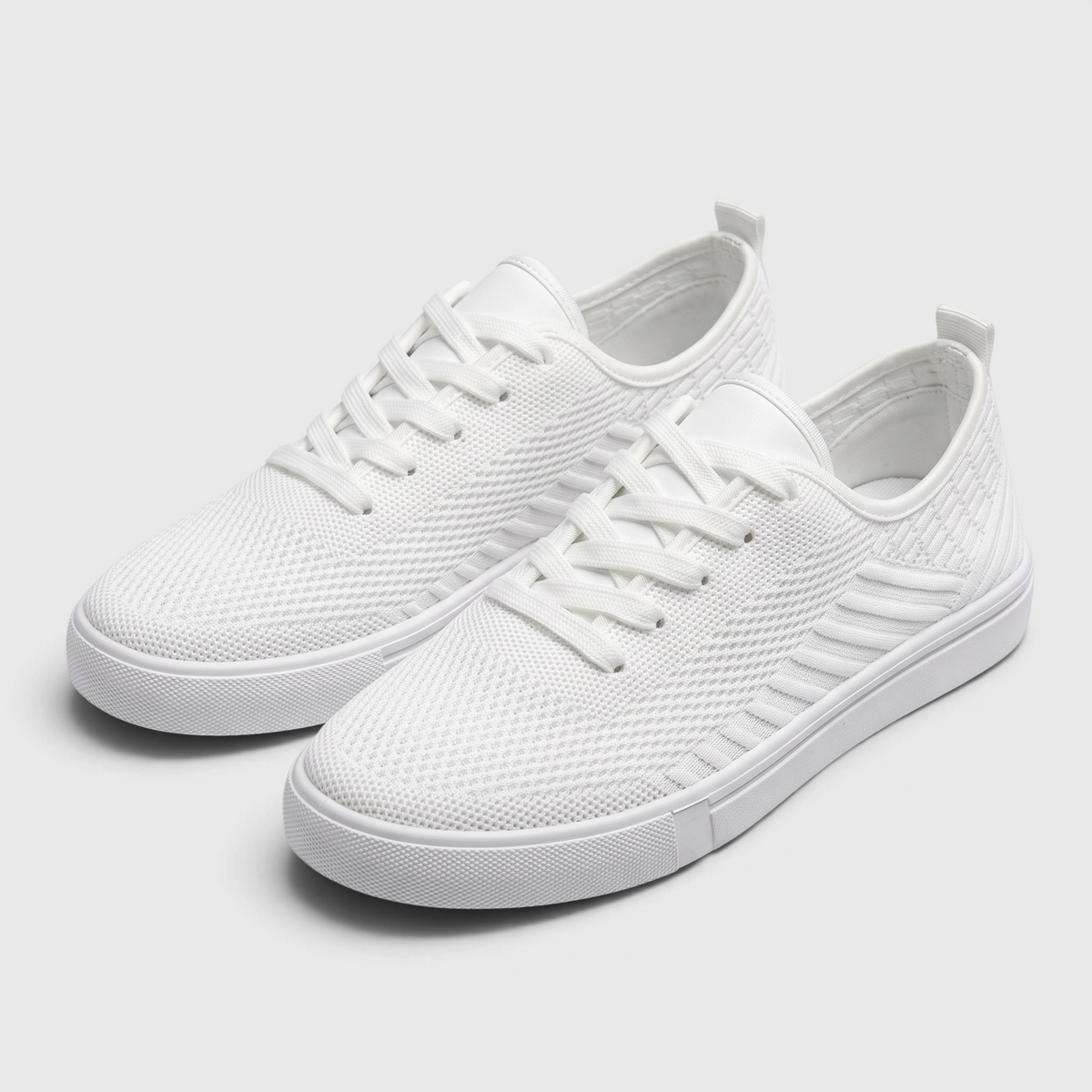 Tennis femme basses en maille respirante blanc pur – Baskets de ville légères, souples et confortables à semelle plate