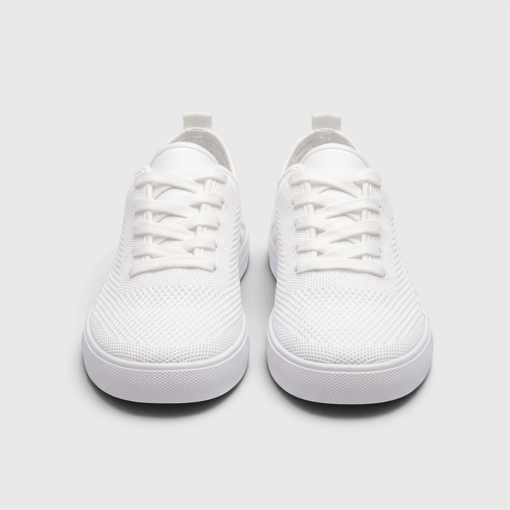 Tennis femme basses en maille respirante blanc pur – Baskets de ville légères, souples et confortables à semelle plate
