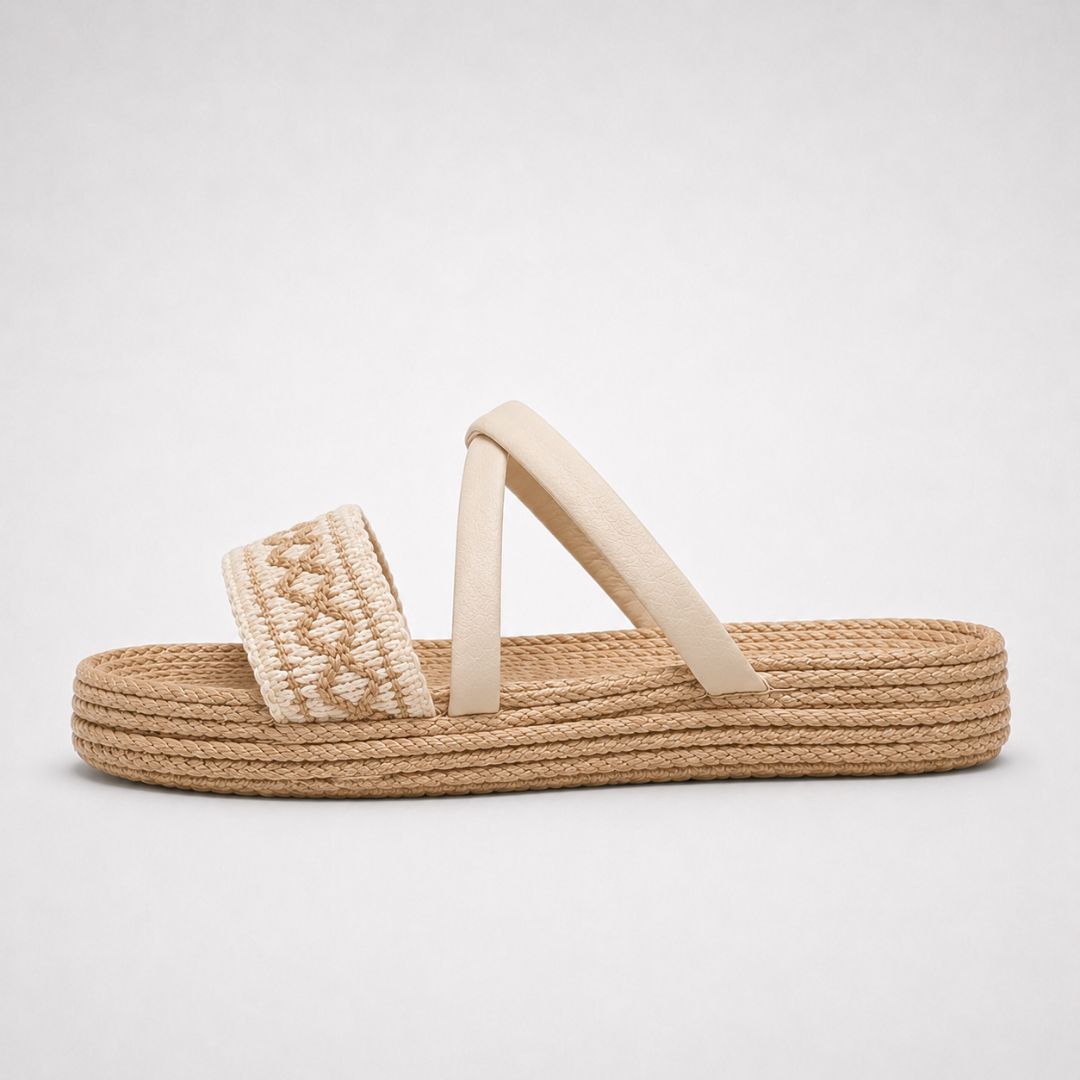 Sandales espadrilles à semelle compensée et lanières tressées pour femme – Sandales d'été décontractées à enfiler