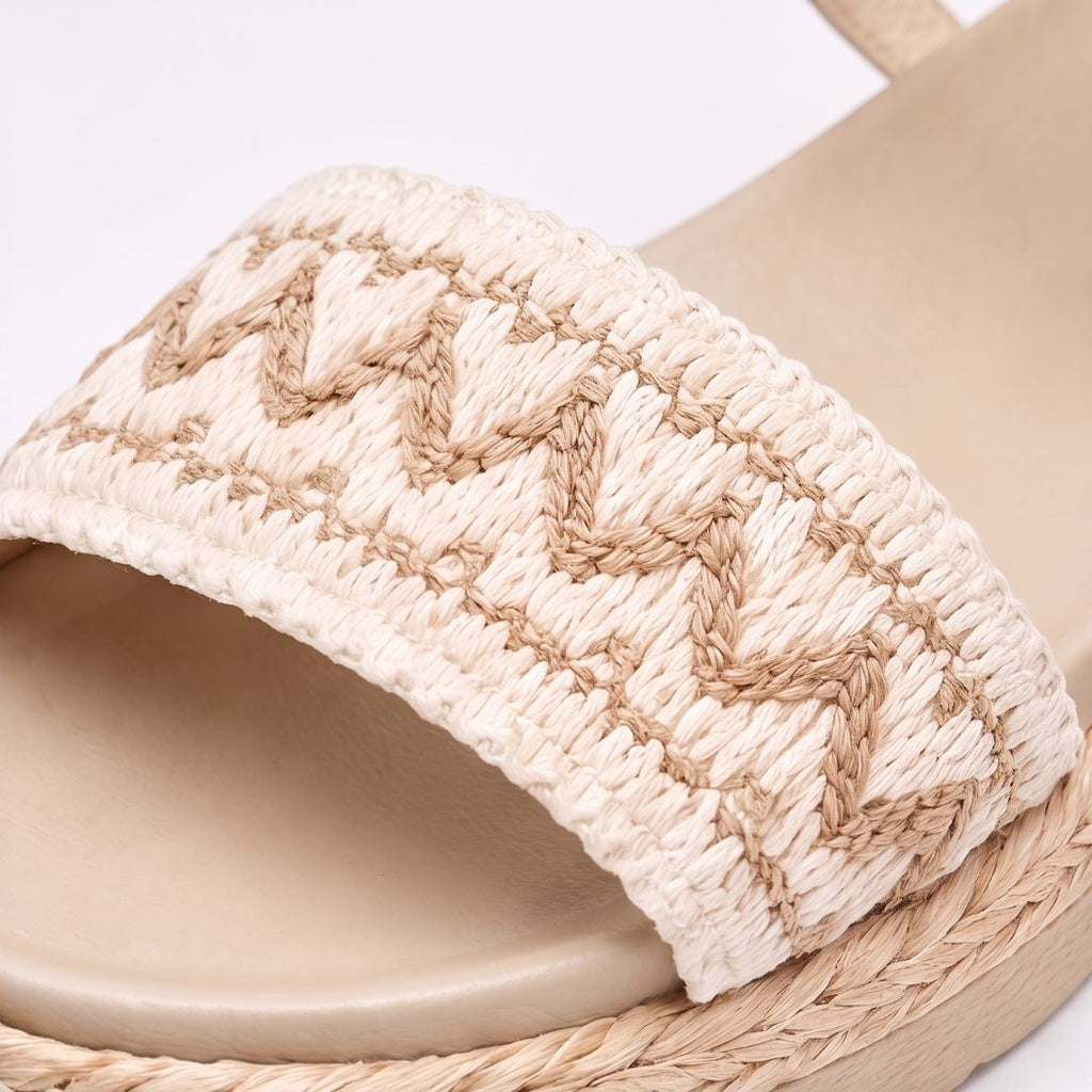 Sandales espadrilles à semelle compensée et lanières tressées pour femme – Sandales d'été décontractées à enfiler