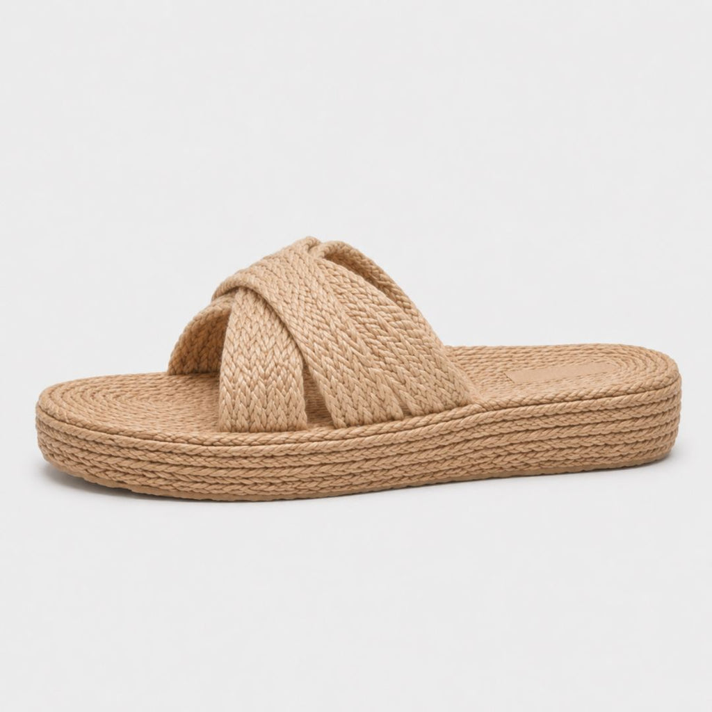 Espadrilles à semelle compensée et lanières croisées pour femme – Sandales d'été décontractées