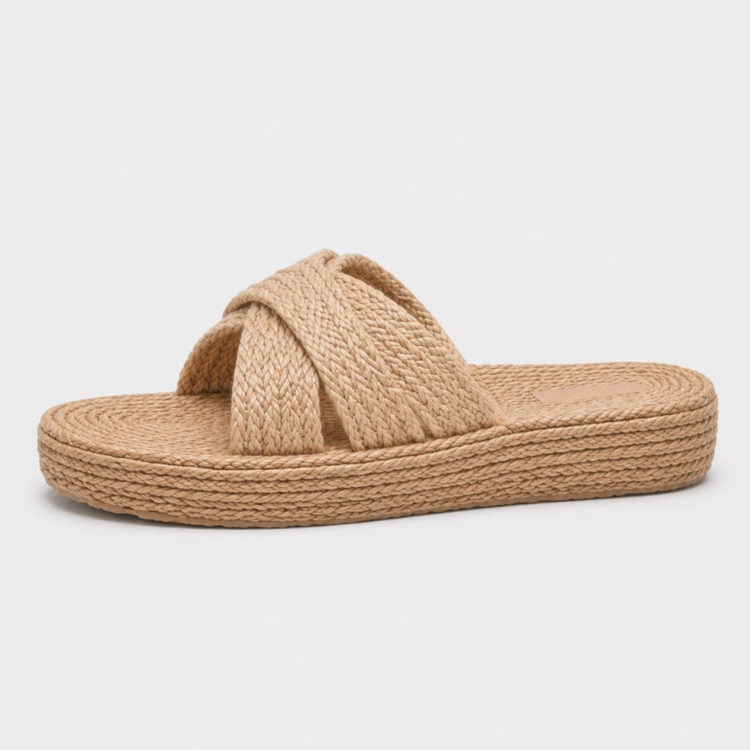 Espadrilles à semelle compensée et lanières croisées pour femme – Sandales d'été décontractées