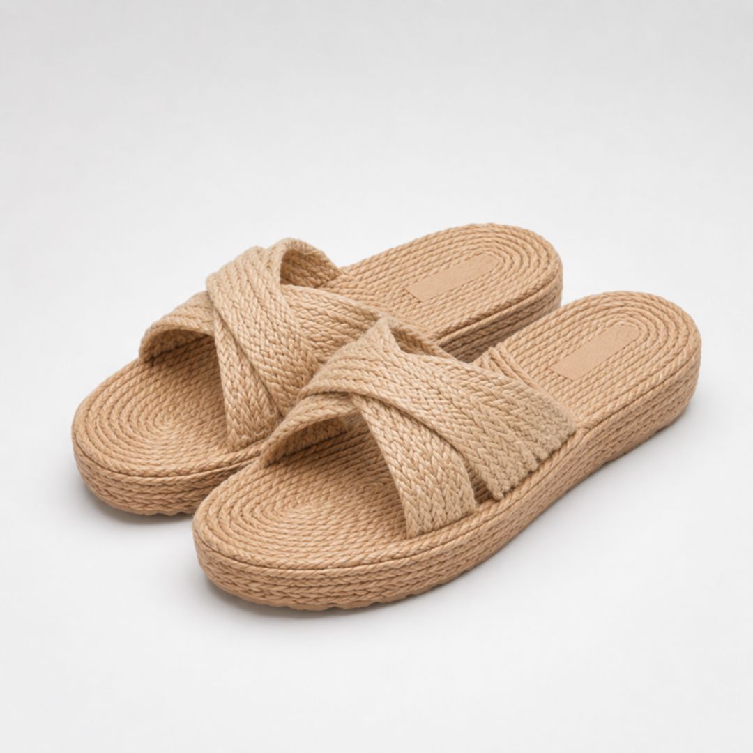 Espadrilles à semelle compensée et lanières croisées pour femme – Sandales d'été décontractées