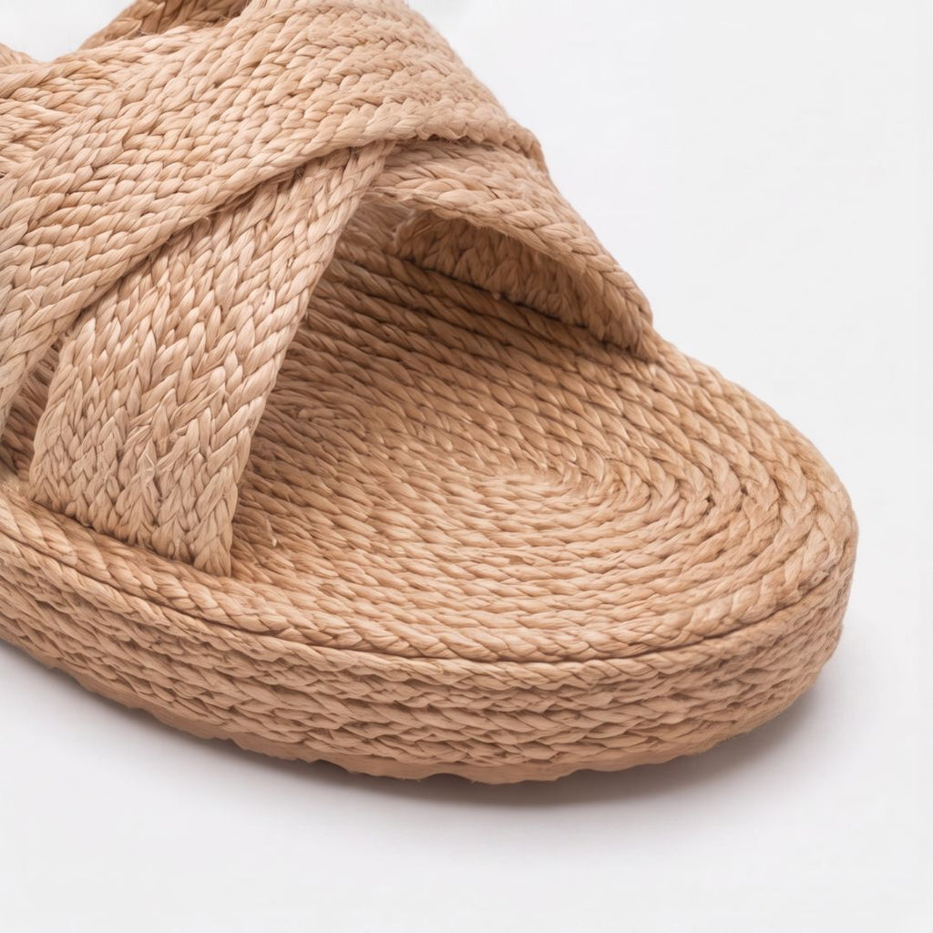 Espadrilles à semelle compensée et lanières croisées pour femme – Sandales d'été décontractées