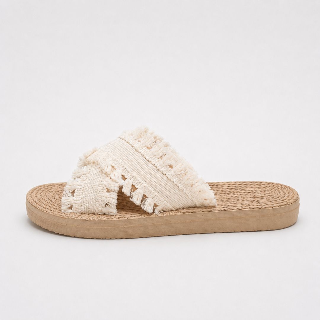 Espadrilles à lanières croisées et franges pour femme – Sandales d'été décontractées
