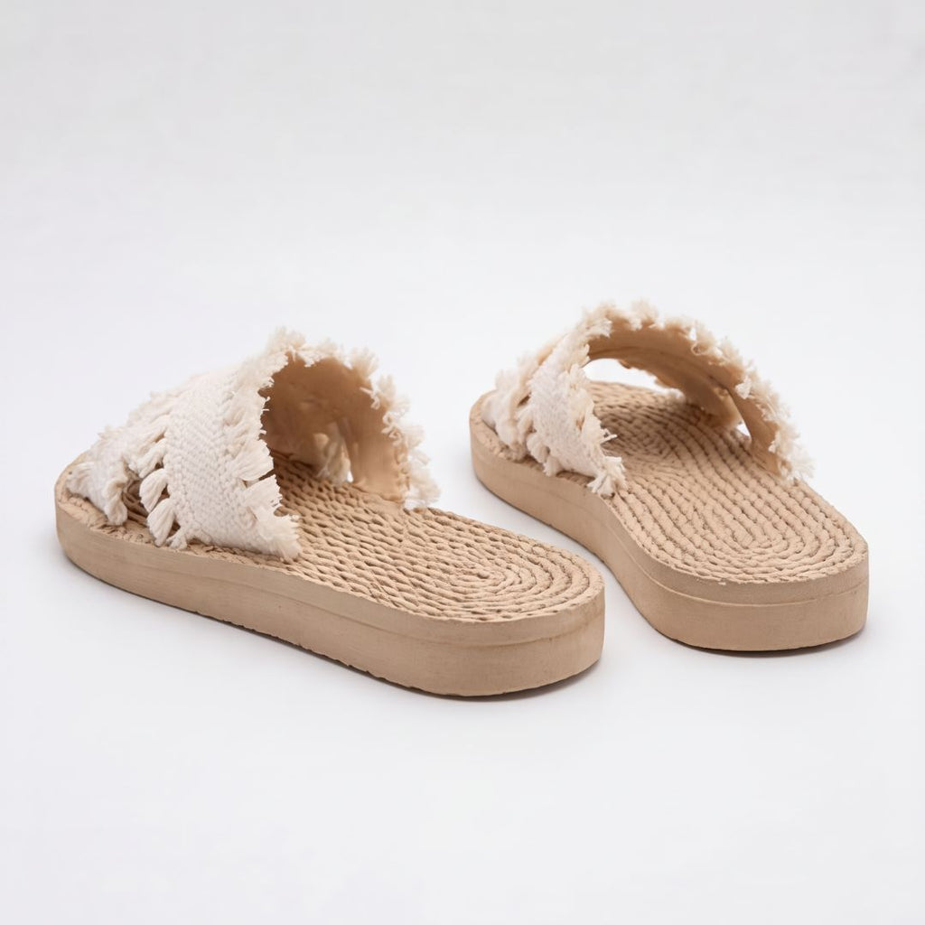 Espadrilles à lanières croisées et franges pour femme – Sandales d'été décontractées