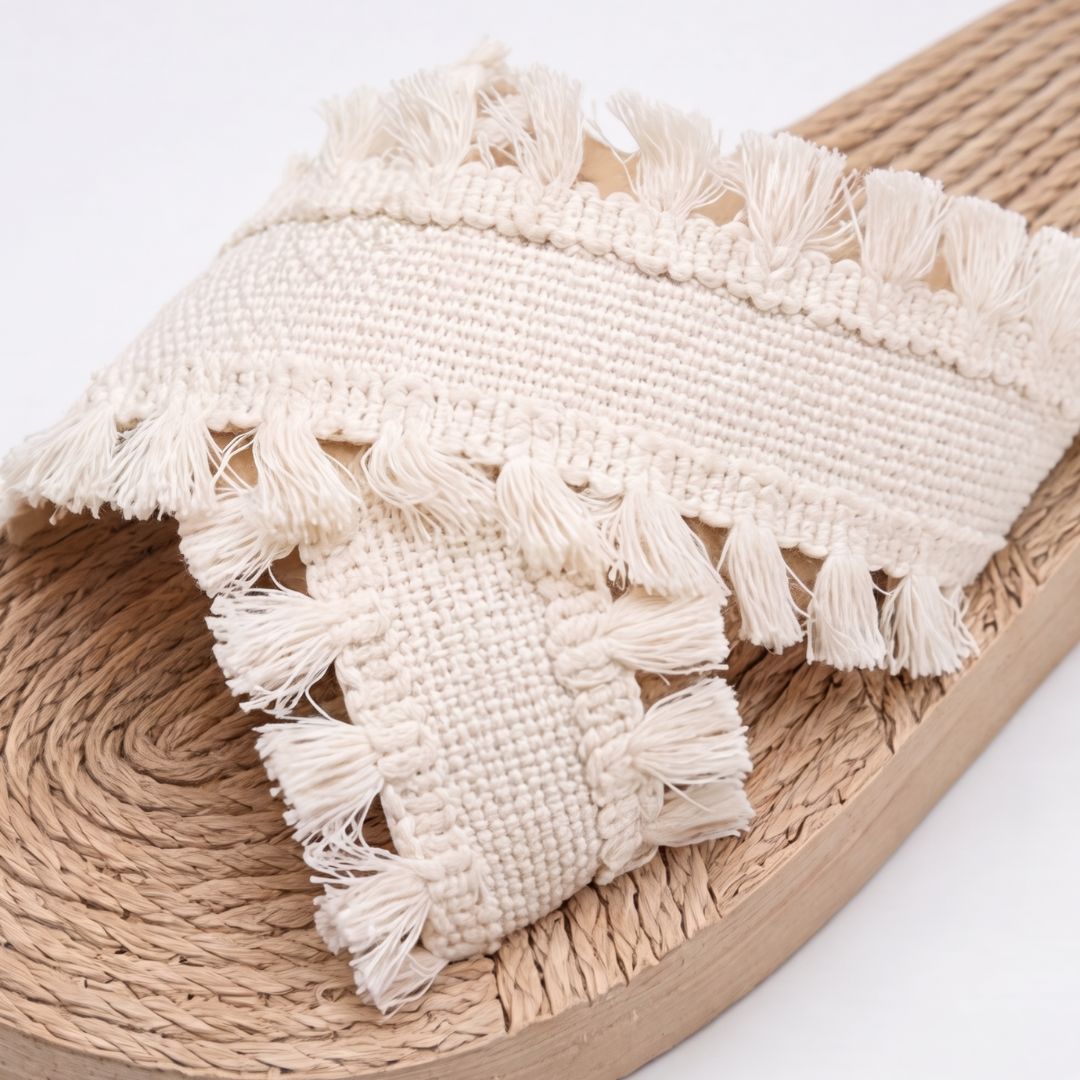 Espadrilles à lanières croisées et franges pour femme – Sandales d'été décontractées