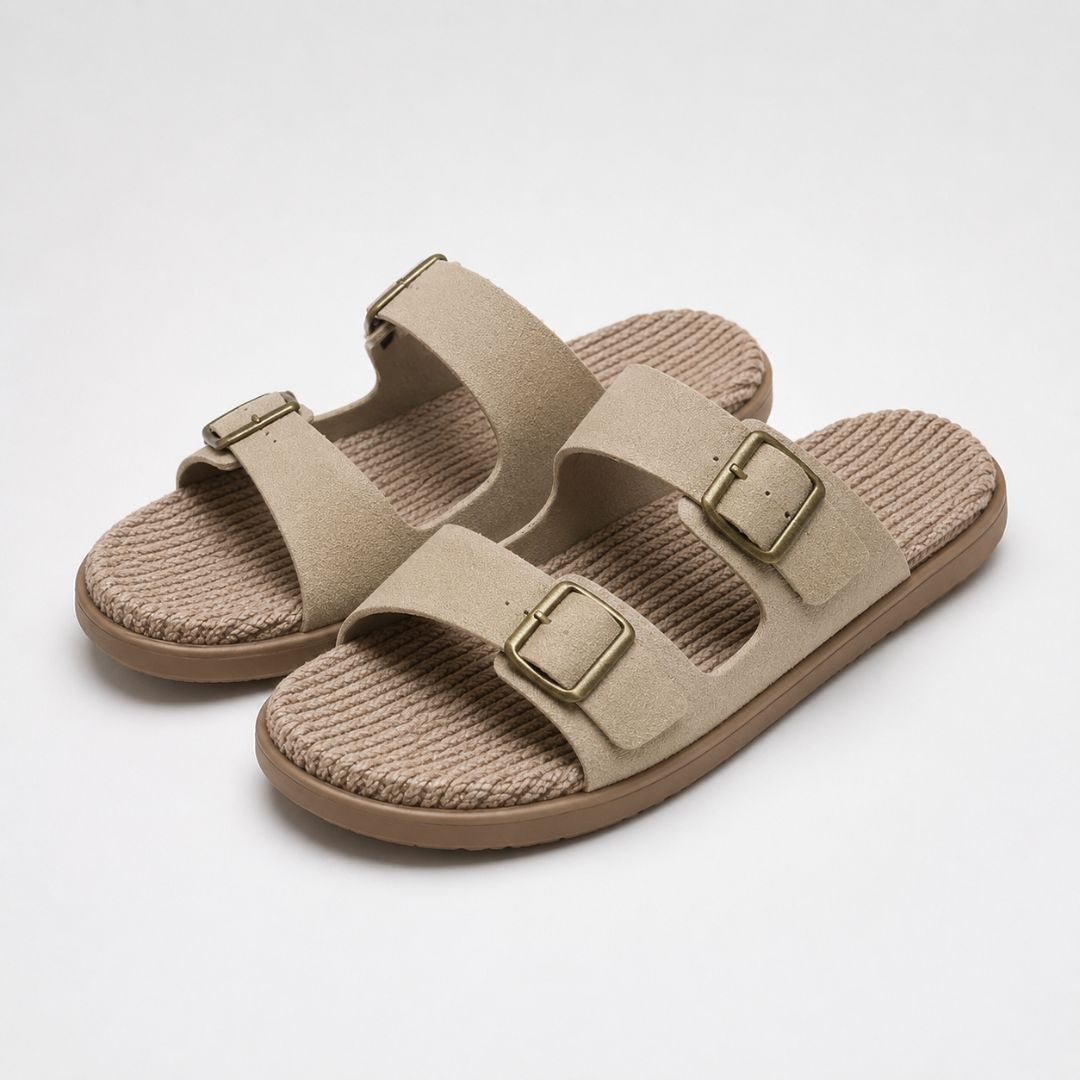 Sandales confortables à double boucle pour femme – Sandales d'été décontractées et réglables