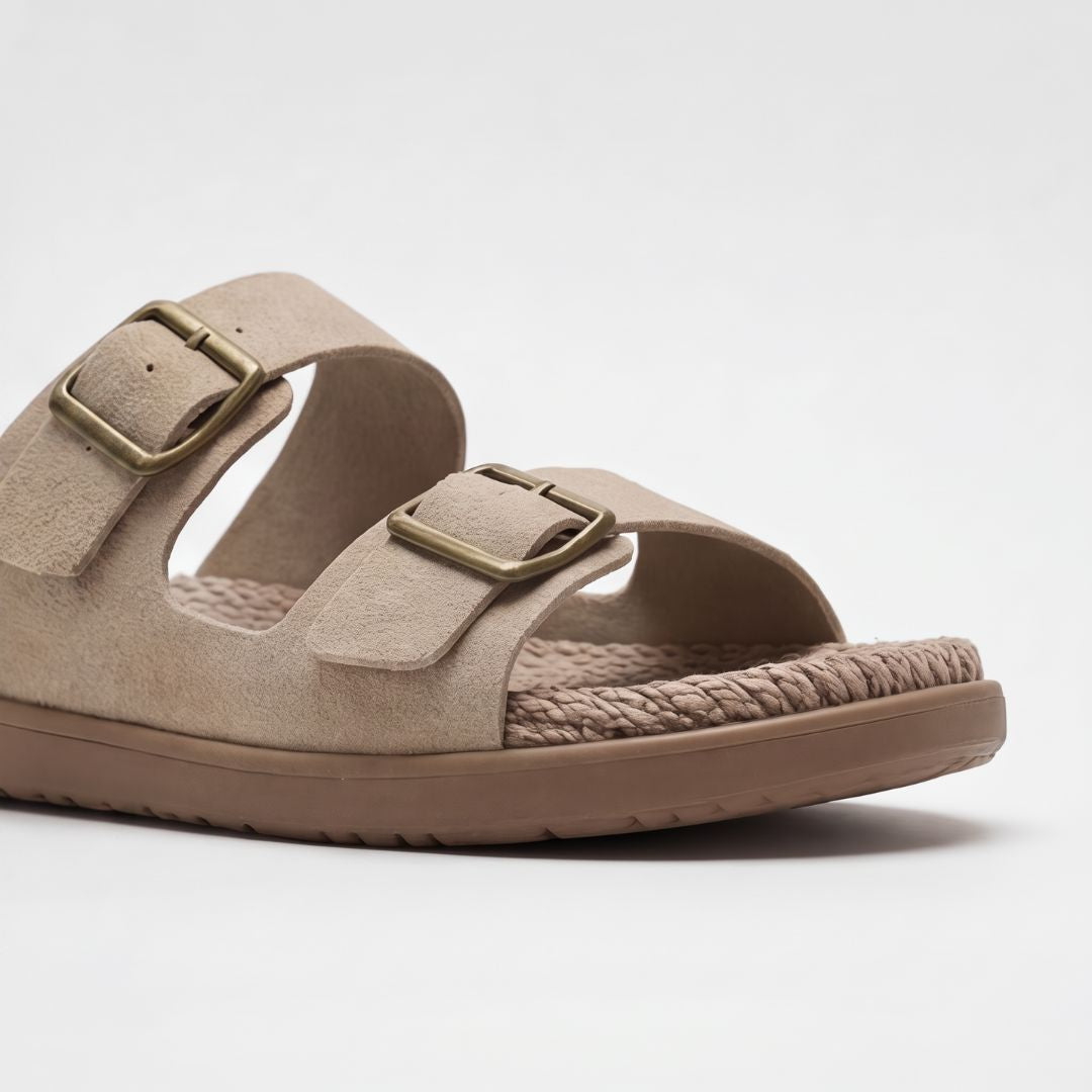 Sandales confortables à double boucle pour femme – Sandales d'été décontractées et réglables
