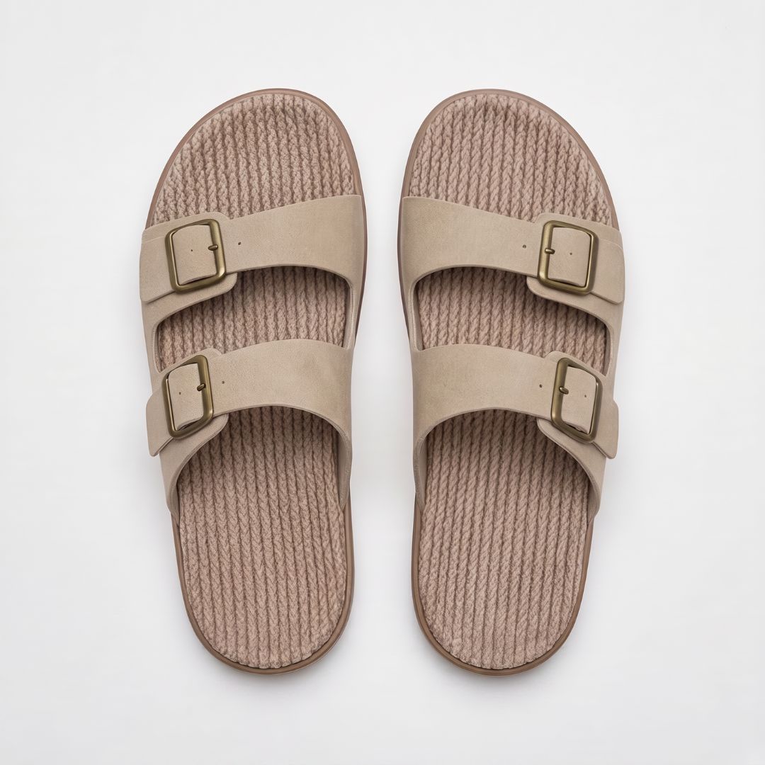 Sandales confortables à double boucle pour femme – Sandales d'été décontractées et réglables