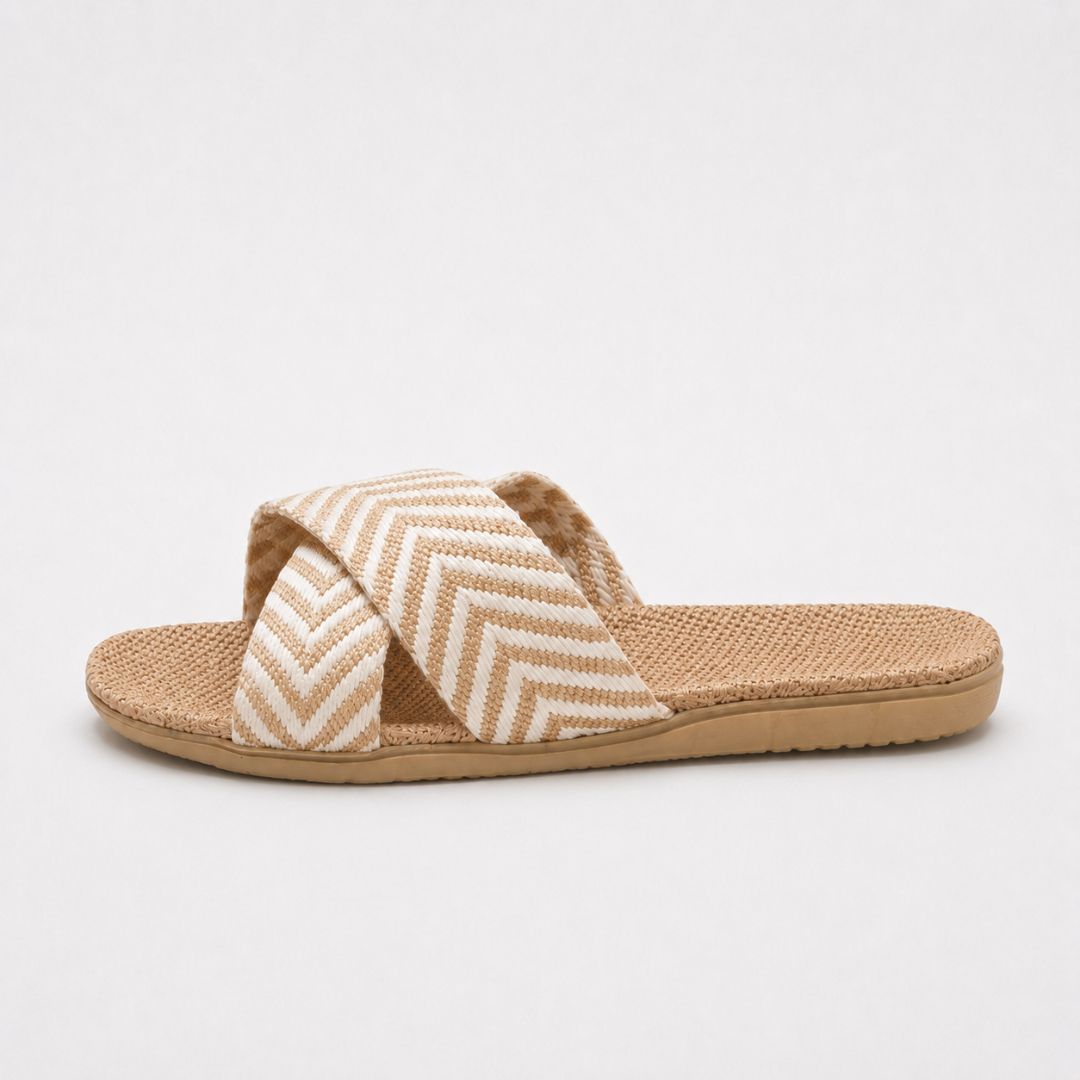 Sandales à lanières croisées en chevrons pour femme – Des sandales d'été décontractées et confortables