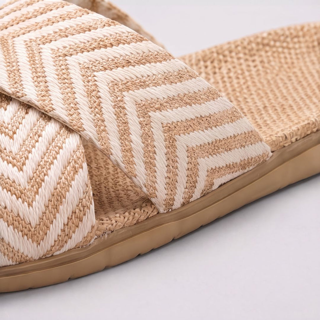 Sandales à lanières croisées en chevrons pour femme – Des sandales d'été décontractées et confortables