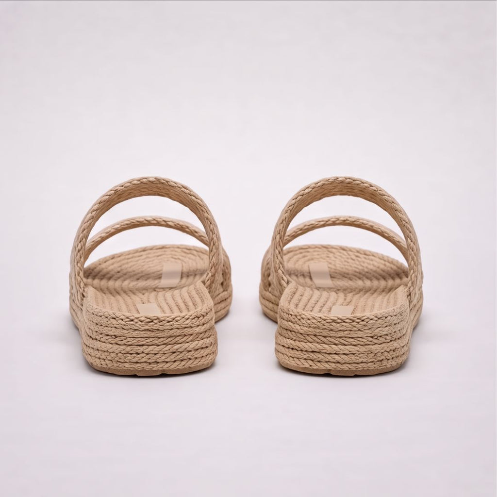 Sandales d'été en paille pour femme – Sandales légères à deux lanières