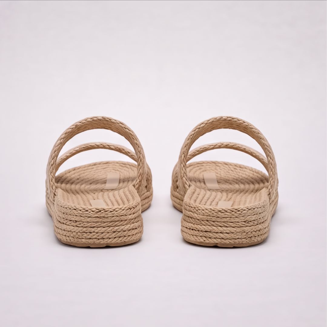 Sandales d'été en paille pour femme – Sandales légères à deux lanières