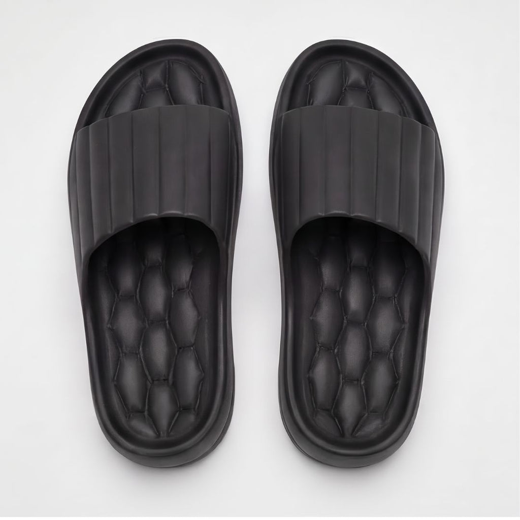 Sandales plates à plateforme confortables à côtes pour femme – Sandales d'été décontractées et légères