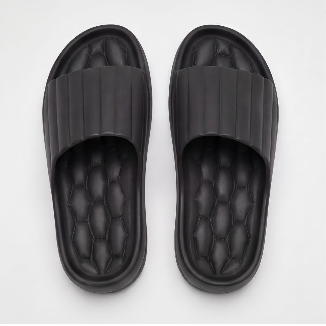 Sandales plates à plateforme confortables à côtes pour femme – Sandales d'été décontractées et légères