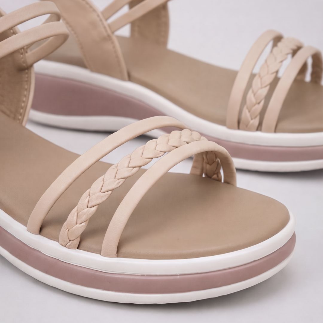 Sandales compensées confortables à lanières tressées pour femme – Chaussures d'été décontractées