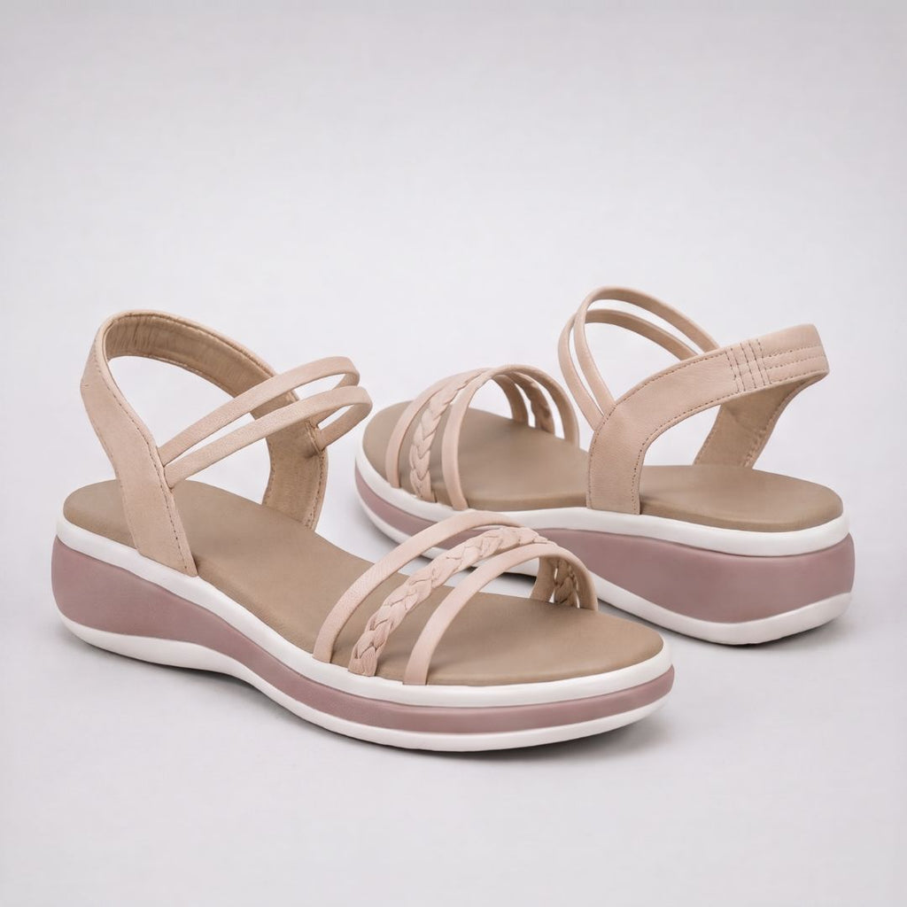 Sandales compensées confortables à lanières tressées pour femme – Chaussures d'été décontractées