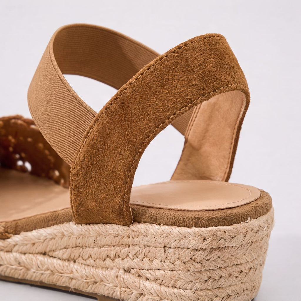 Sandales espadrilles à talon compensé en crochet pour femme – Chaussures décontractées d'été à bride à la cheville