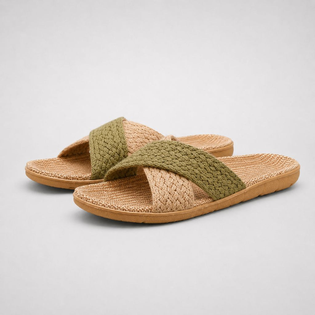 Sandales à lanières croisées en maille pour femme – Sandales d'été légères et décontractées