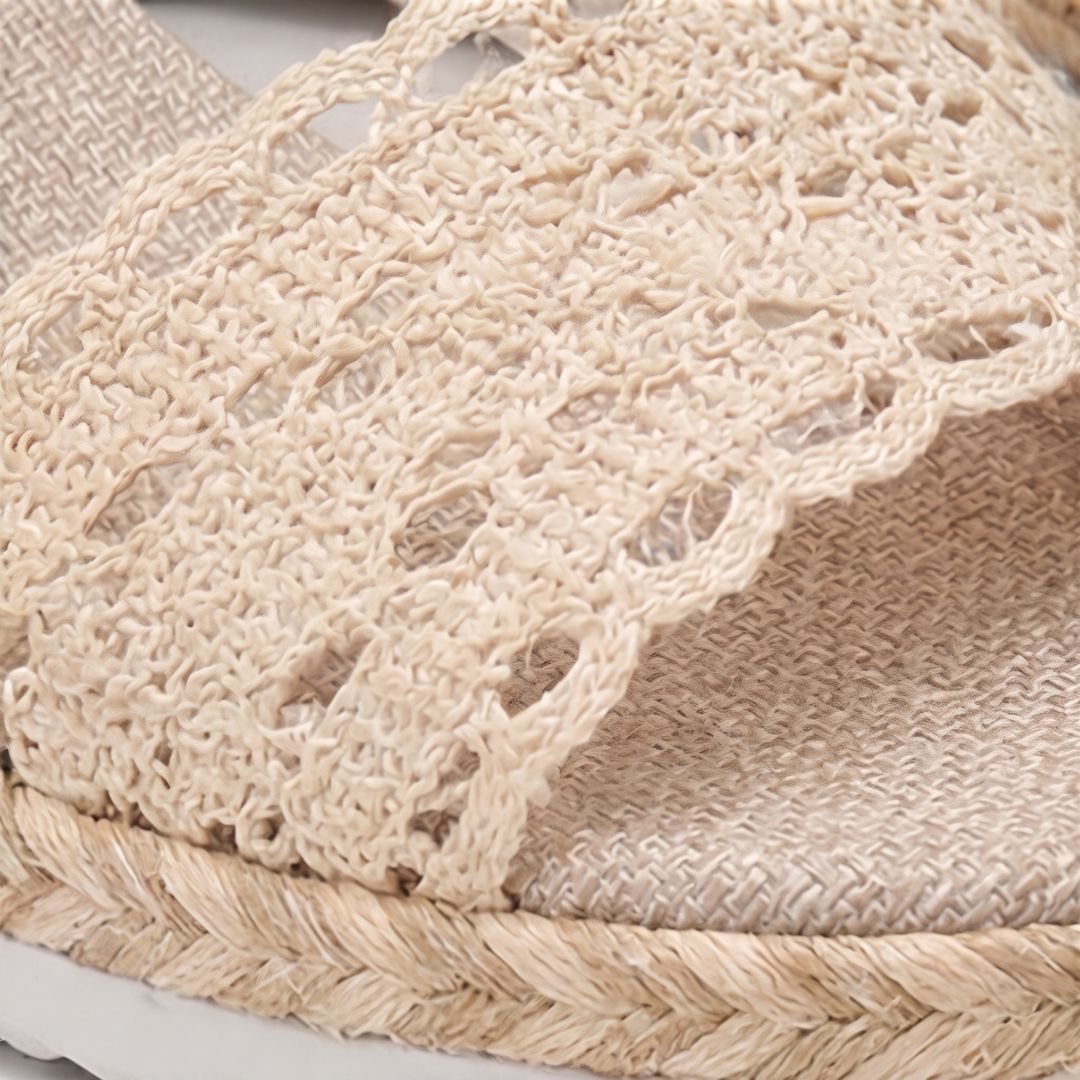 Sandales espadrilles à talon compensé en dentelle pour femme – Chaussures décontractées d'été à bride à la cheville