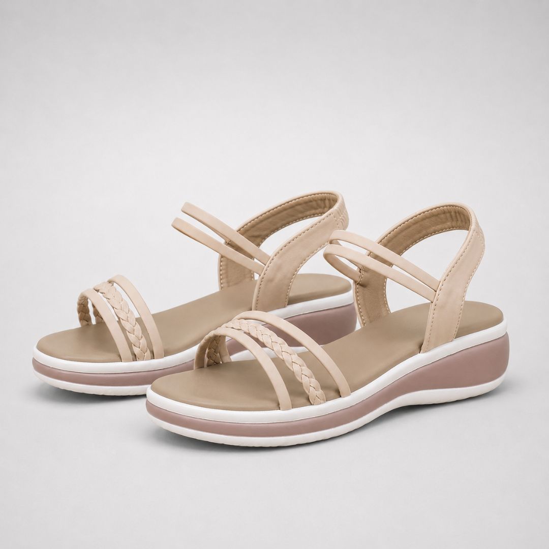 Sandales compensées confortables à lanières tressées pour femme – Chaussures d'été décontractées
